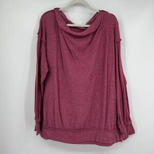 Free People Maine Squeeze Hacci Sweater sz L Purple Ribbed Knit